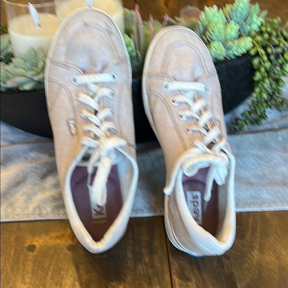 Keds Tan and Cream Sneakers with Suede Texture